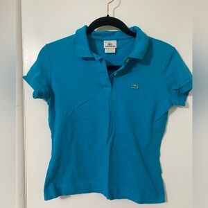 Lacoste Women's Blue Stretch Polo Tee
